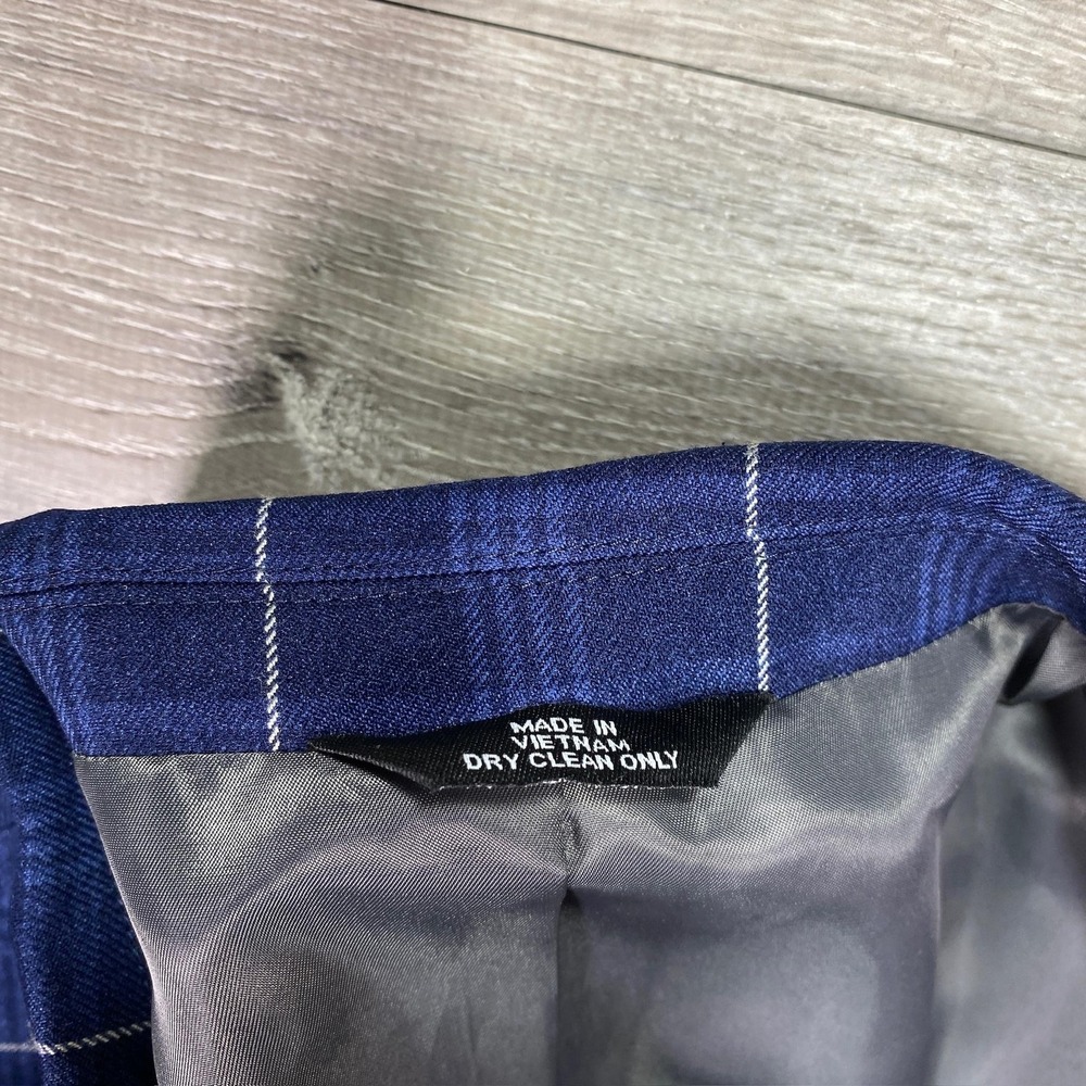 Haggar Blazer Mens 52R Blue Plaid Windowpane Tailored Fit Sport Coat Jacket - Picture 9 of 12